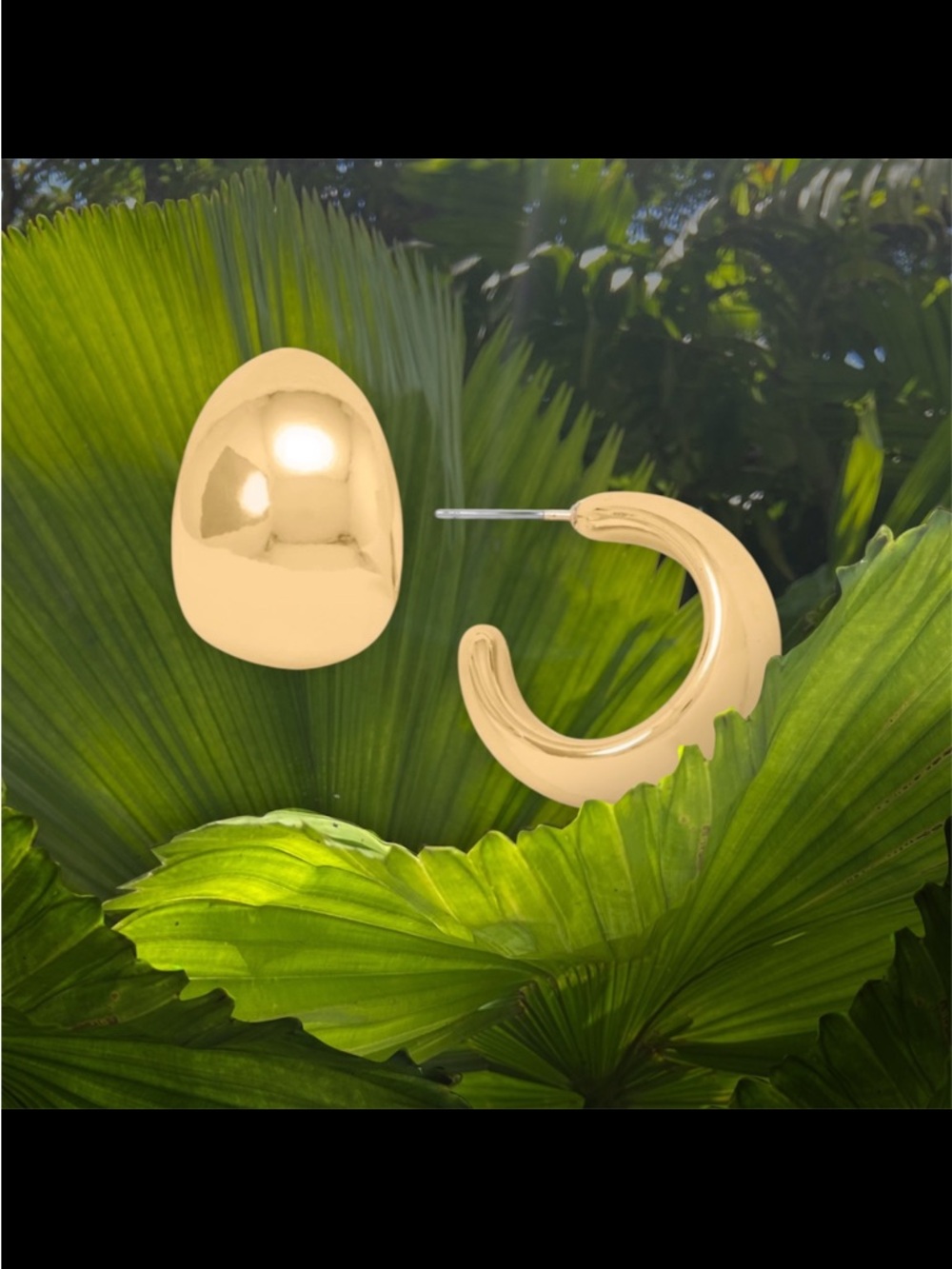 Gold Tone Puffy 3/4 Fashion Hoop Earrings NWT